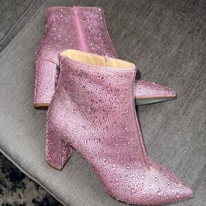 Betsey Johnson Cady Light Pink Rhinestone Ankle Booties